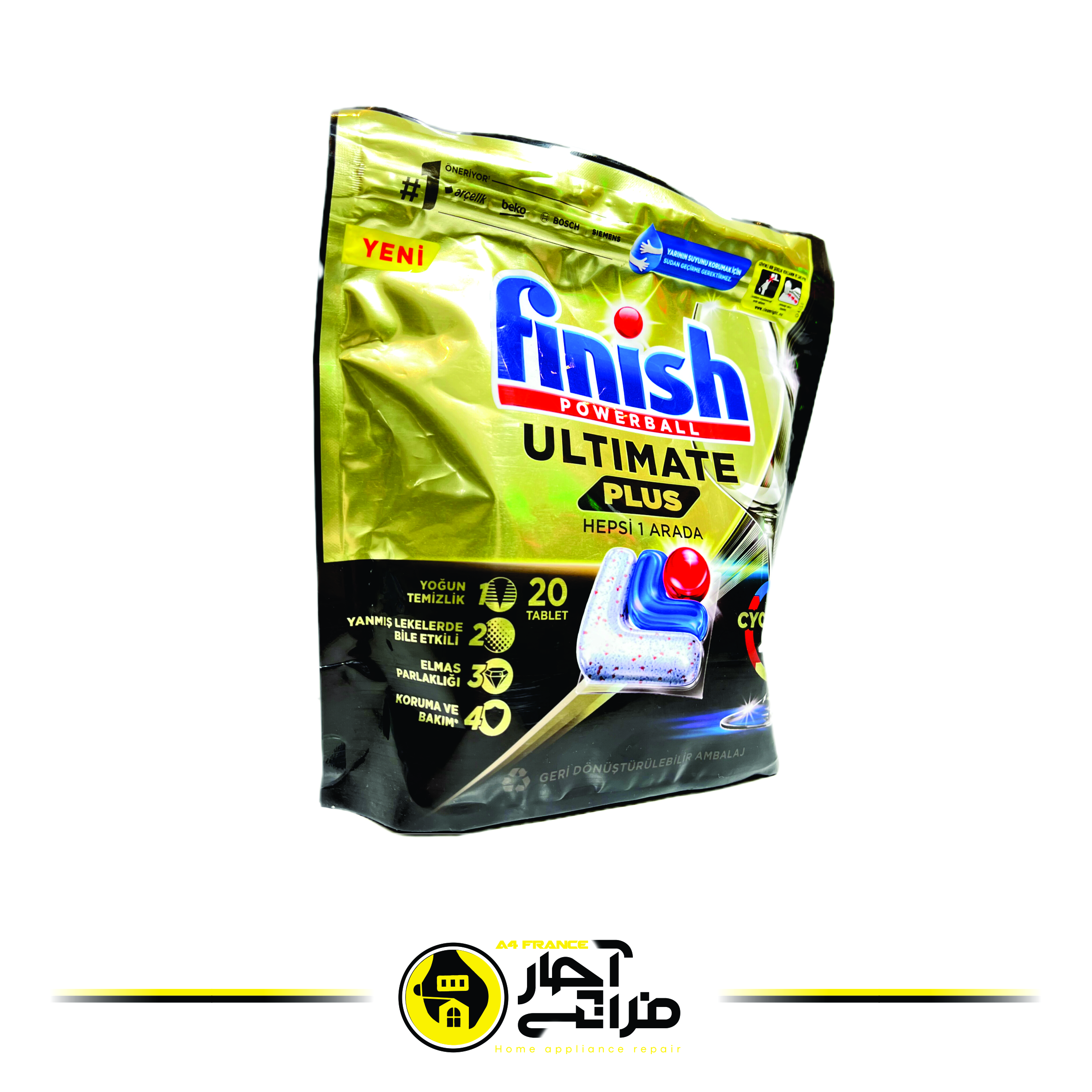 Finish Ultimate Plus dishwasher tablets, 20 pieces, original Turkish brand