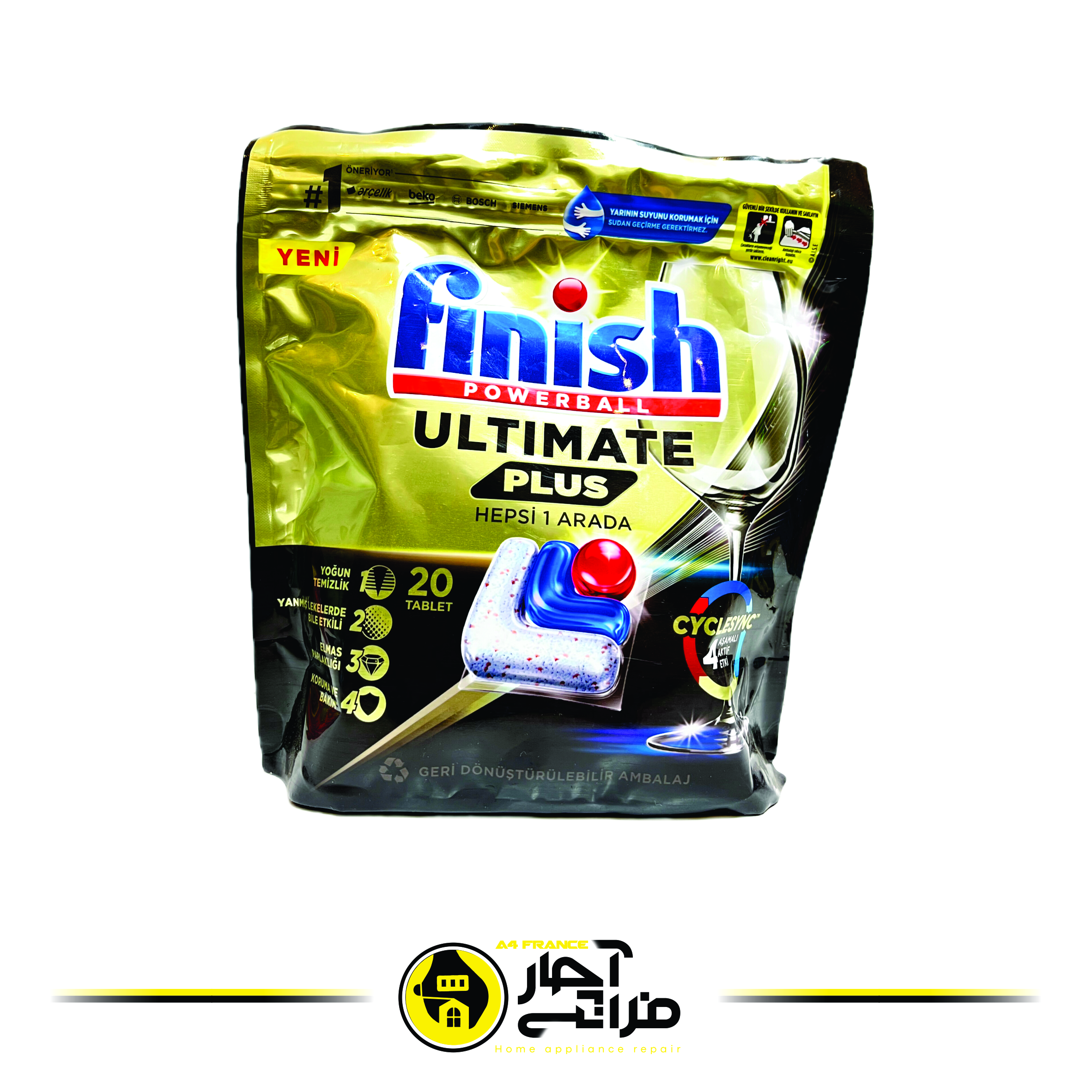 Finish Ultimate Plus dishwasher tablets, 20 pieces, original Turkish brand
